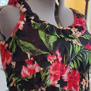 Sleeveless Floral Blouse (sz L)